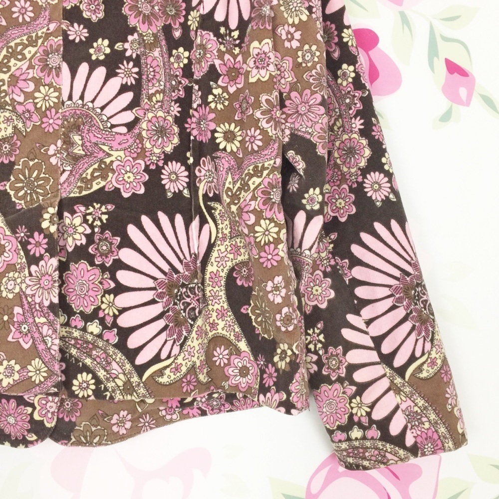Vintage Retro Pink Floral Cord Blazer Jacket 12 - Picture 5 of 8